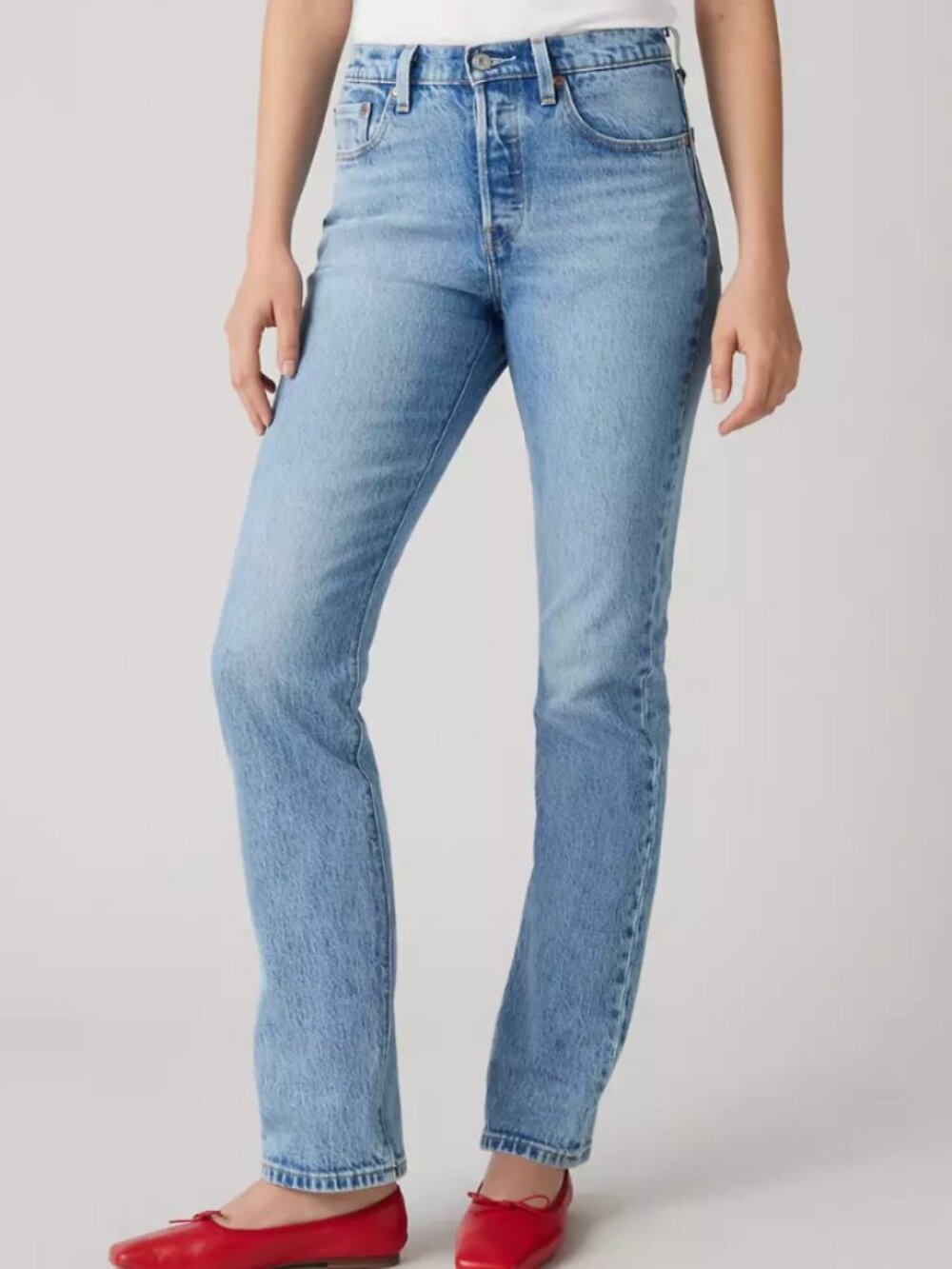 Levi’s 501 Original Fit Light Wash High Rise Straight Leg Denim Jeans
